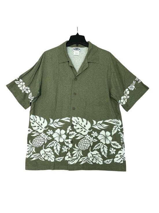 Two Sportswear Other - Vintage Men's L Green Hawaiian Button up Shirt Floral Print F1324